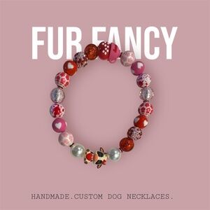 Pink and Red Beaded Dog Necklace